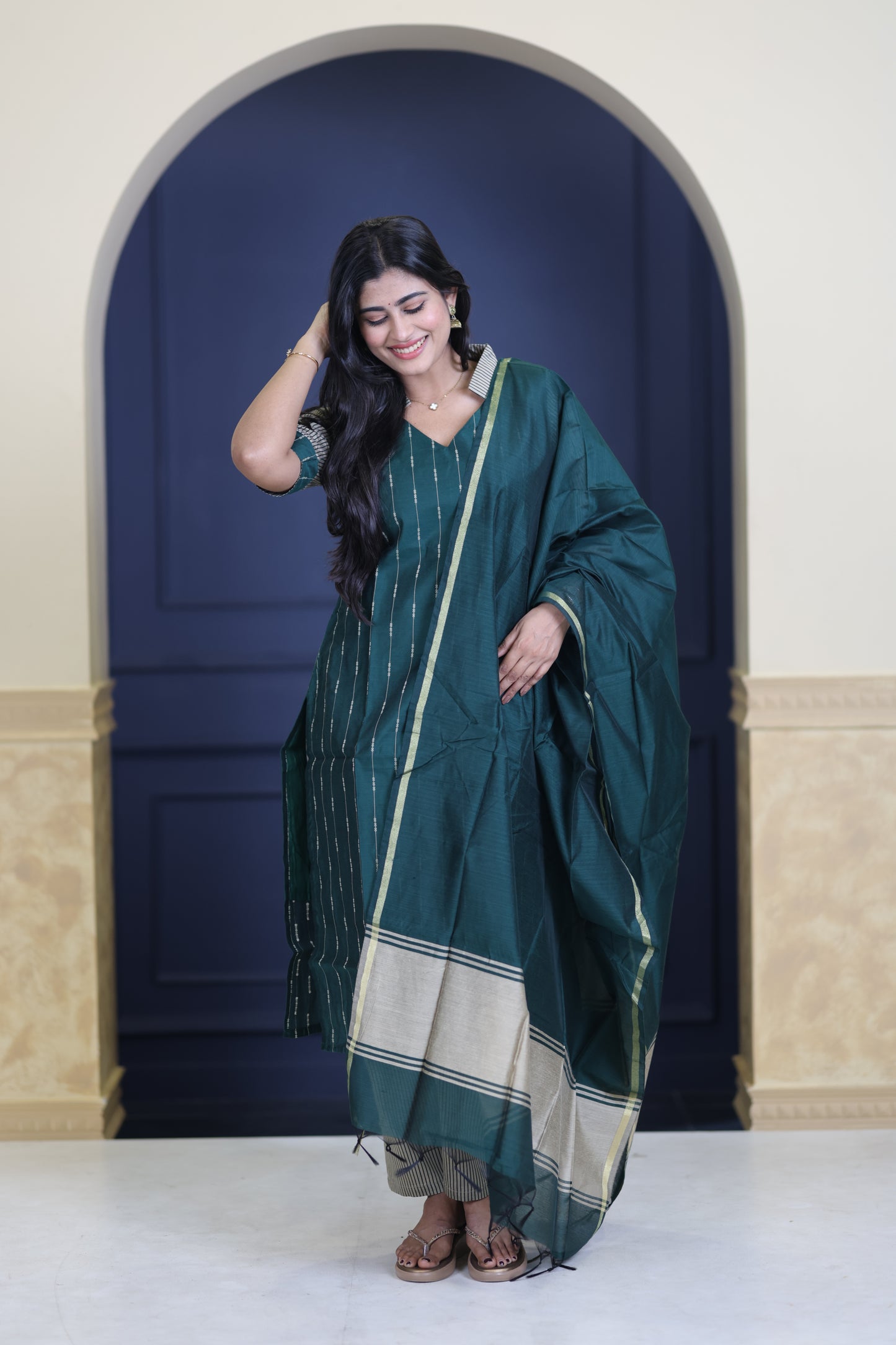 Premium Raw Silk Salwar Set-(Top,Bottom,Duppatta)-Non Feeding Only FC0317