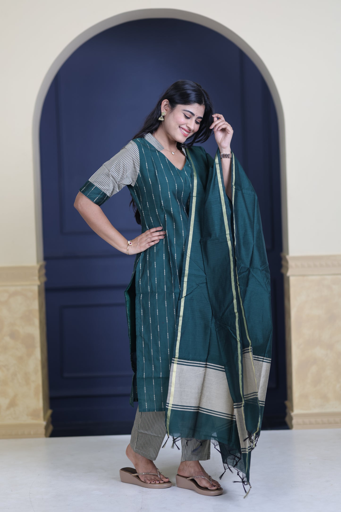 Premium Raw Silk Salwar Set-(Top,Bottom,Duppatta)-Non Feeding Only FC0317