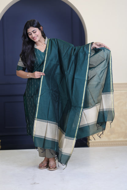 Premium Raw Silk Salwar Set-(Top,Bottom,Duppatta)-Non Feeding Only FC0317
