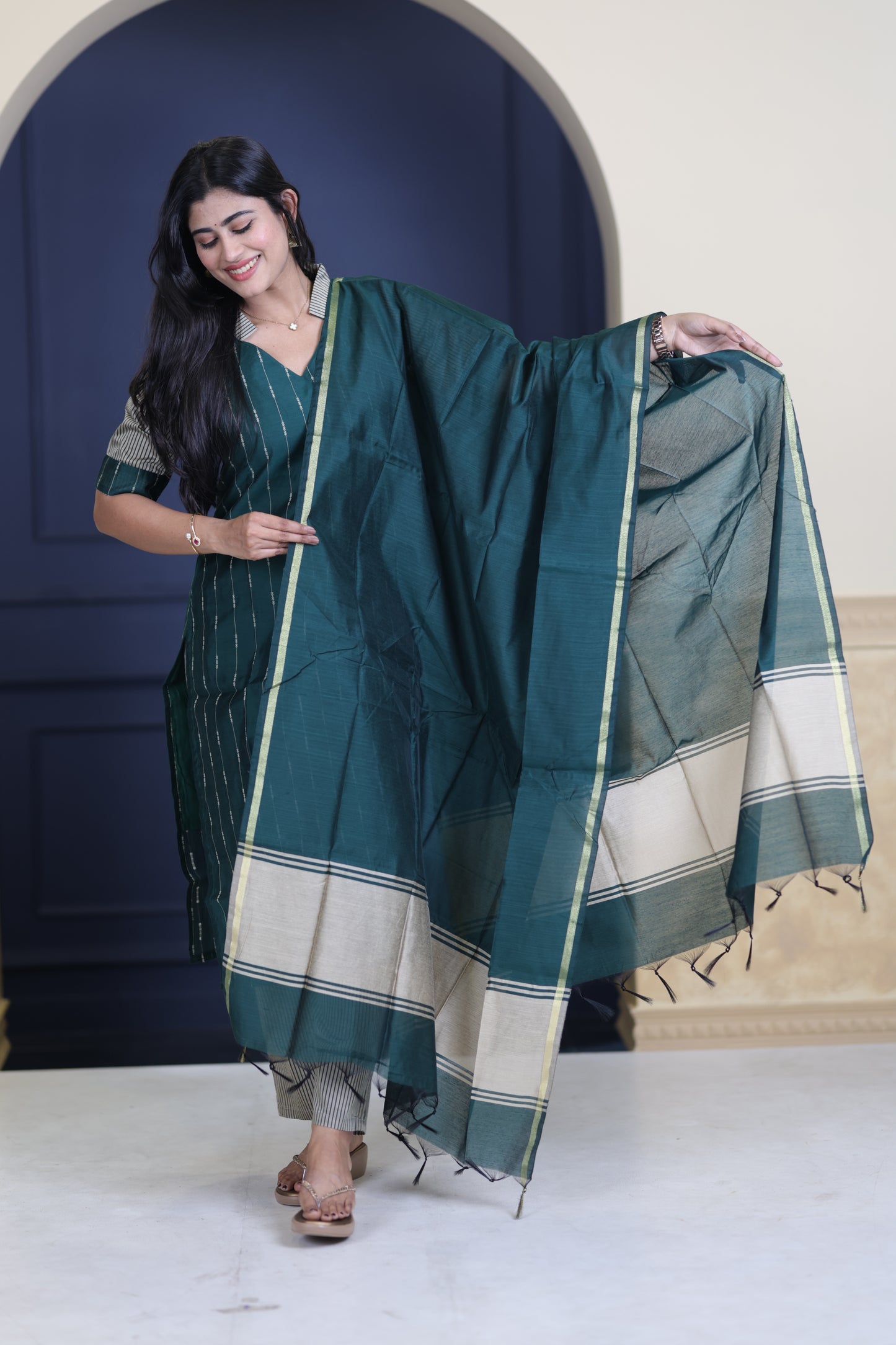 Premium Raw Silk Salwar Set-(Top,Bottom,Duppatta)-Non Feeding Only FC0317