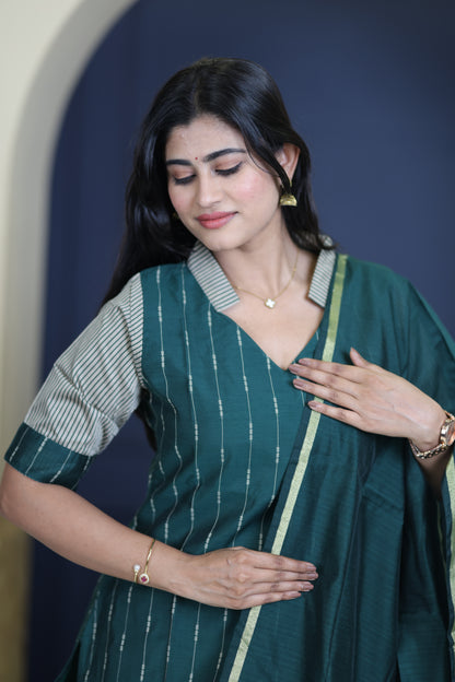 Premium Raw Silk Salwar Set-(Top,Bottom,Duppatta)-Non Feeding Only FC0317