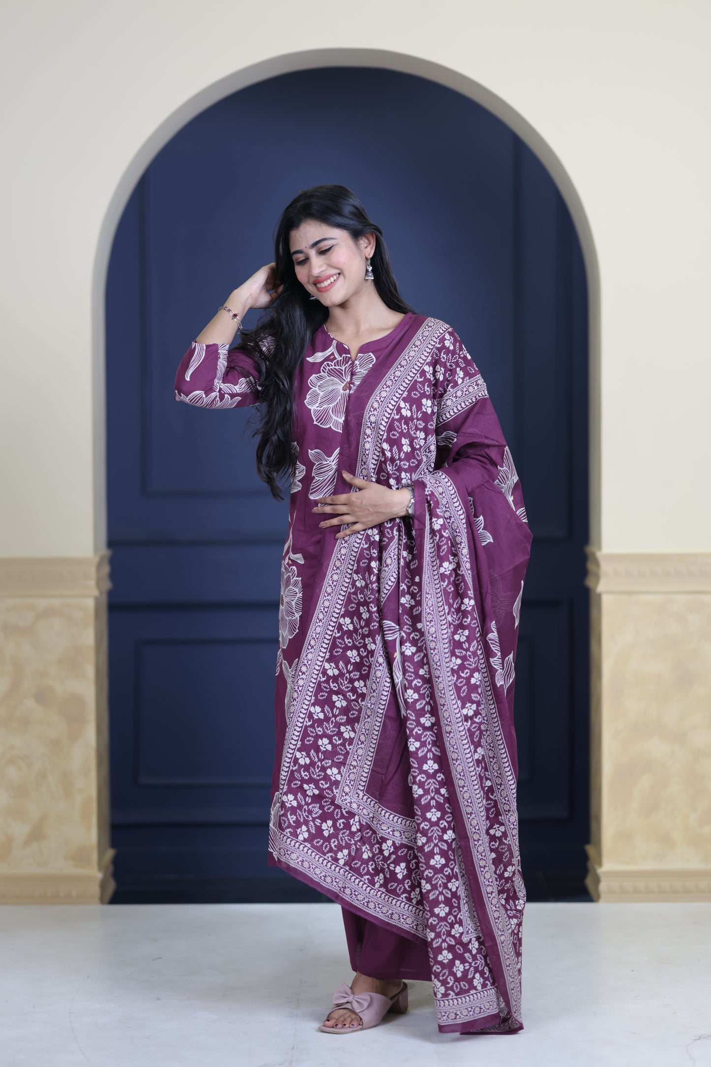 Soft Cotton Corset Salwar Set-(Top,Bottom,Duppatta)-Non Feeding Only FC0321