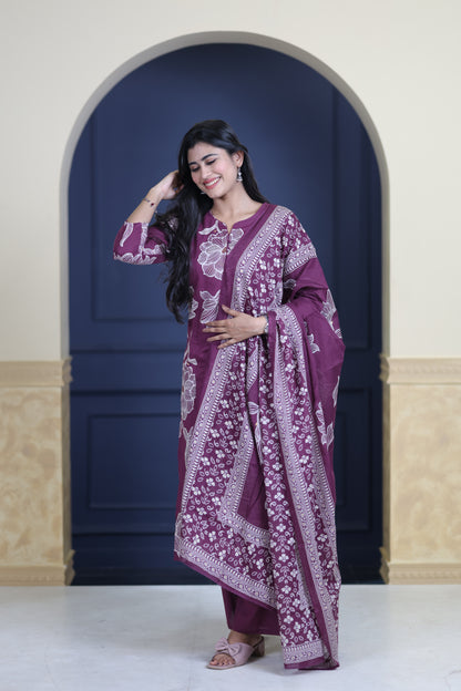 Soft Cotton Corset Salwar Set-(Top,Bottom,Duppatta)-Non Feeding Only FC0321