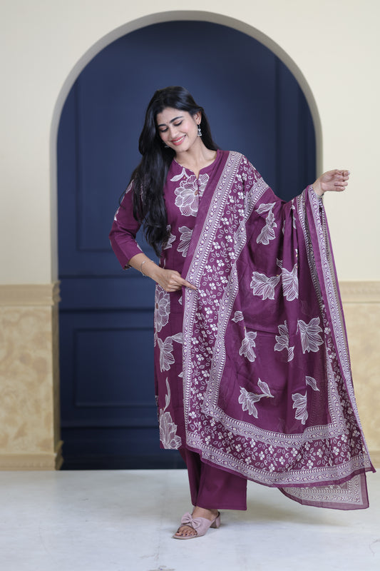 Soft Cotton Corset Salwar Set-(Top,Bottom,Duppatta)-Non Feeding Only