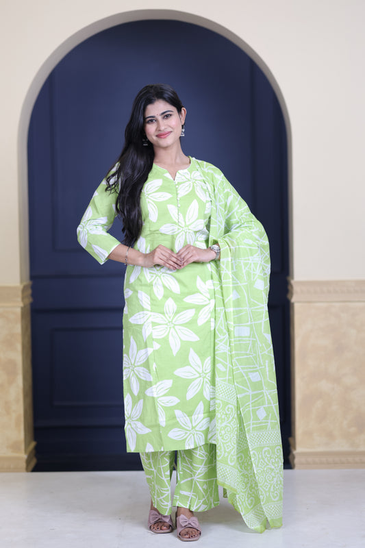 Soft Cotton Corset Salwar Set-(Top,Bottom,Duppatta)-Non Feeding Only