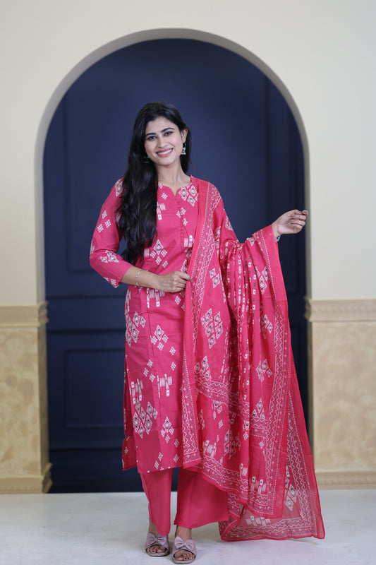 Soft Cotton Corset Salwar Set-(Top,Bottom,Duppatta)-Non Feeding Only