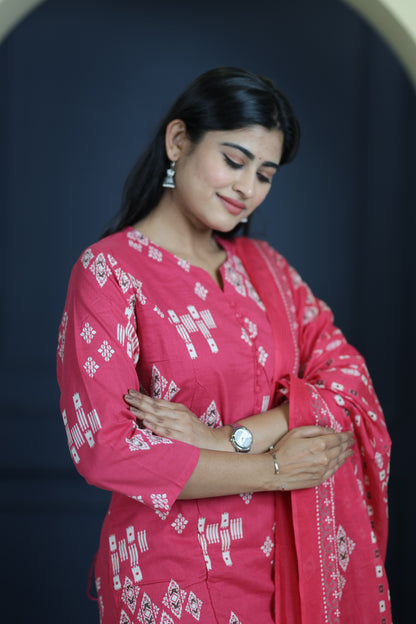 Soft Cotton Corset Salwar Set-(Top,Bottom,Duppatta)-Non Feeding Only FC0319
