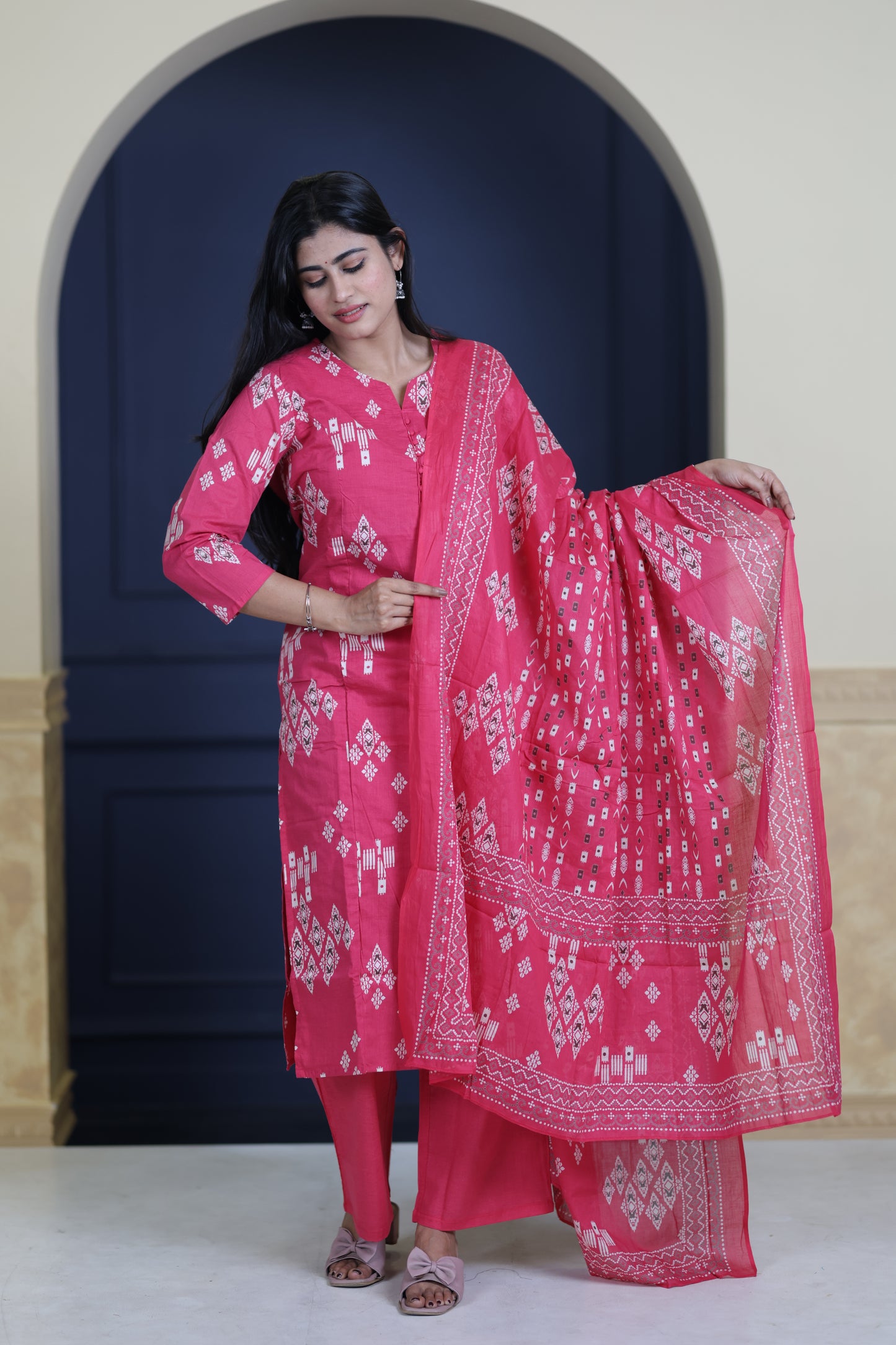 Soft Cotton Corset Salwar Set-(Top,Bottom,Duppatta)-Non Feeding Only FC0319
