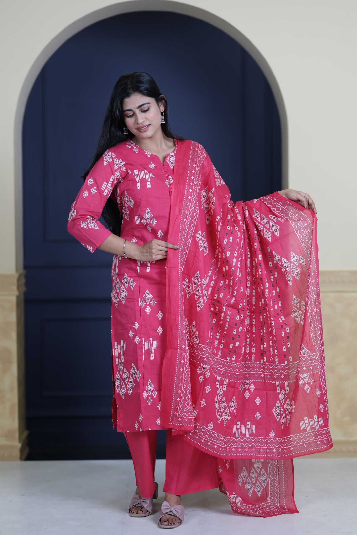 Soft Cotton Corset Salwar Set-(Top,Bottom,Duppatta)-Non Feeding Only FC0319