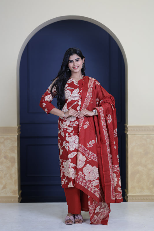Soft Cotton Corset Salwar Set-(Top,Bottom,Duppatta)-Non Feeding Only FC0318