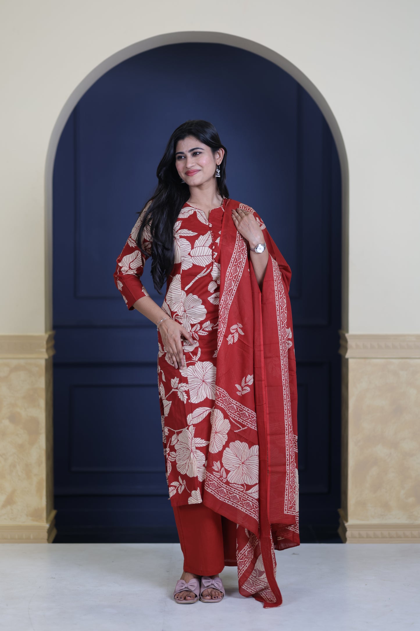 Soft Cotton Corset Salwar Set-(Top,Bottom,Duppatta)-Non Feeding Only FC0318
