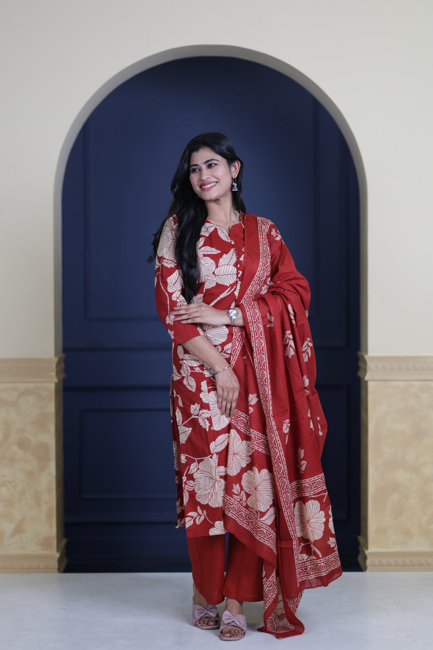 Soft Cotton Corset Salwar Set-(Top,Bottom,Duppatta)-Non Feeding Only FC0318