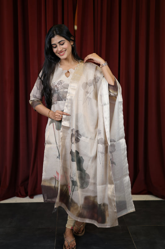 Premium Tissue Digital Printed  Kurti and Dupatta Set FC0128