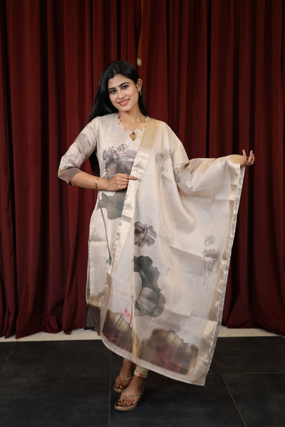 Premium Tissue Digital Printed  Kurti and Dupatta Set FC0128