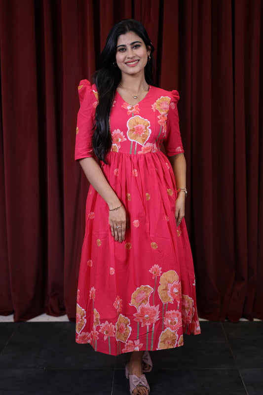 Premium Cotton Daman Print Fabric Maxi with Cotton lining FC0063