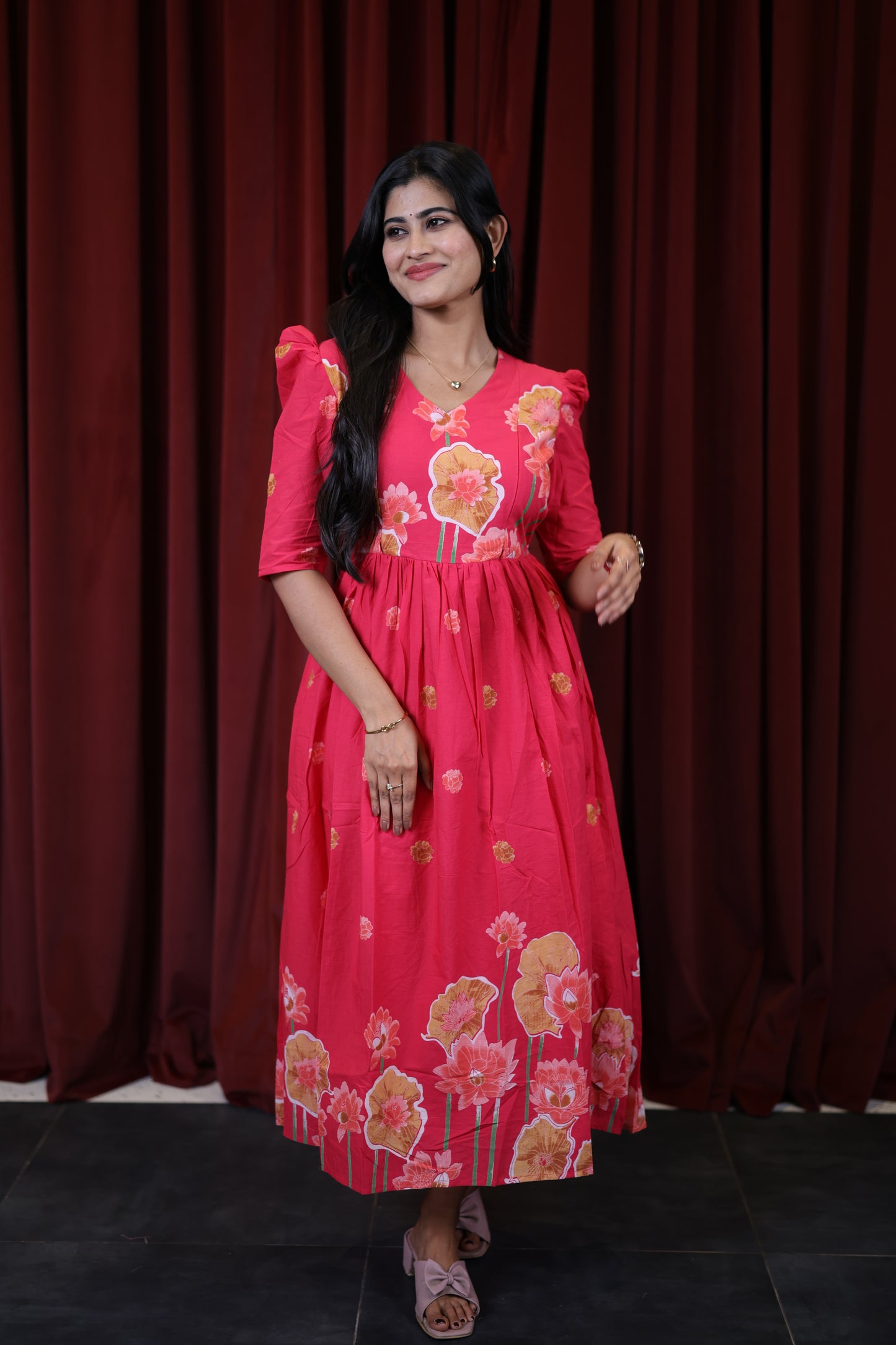 Premium Cotton Daman Print Fabric Maxi with Cotton lining FC0063