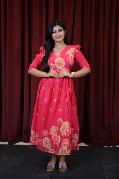 Premium Cotton Daman Print Fabric Maxi with Cotton lining FC0063