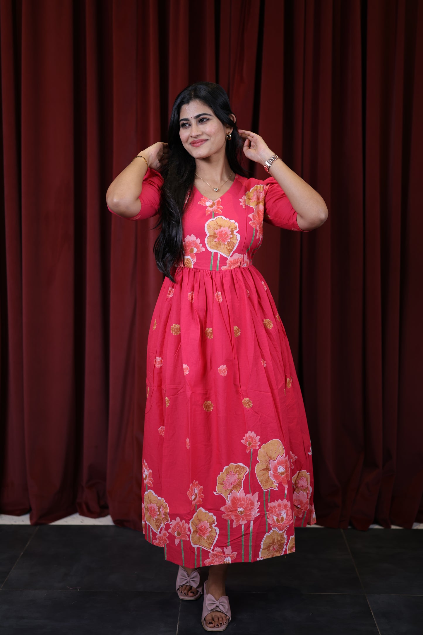 Premium Cotton Daman Print Fabric Maxi with Cotton lining FC0063