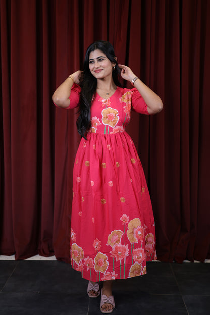 Premium Cotton Daman Print Fabric Maxi with Cotton lining FC0063