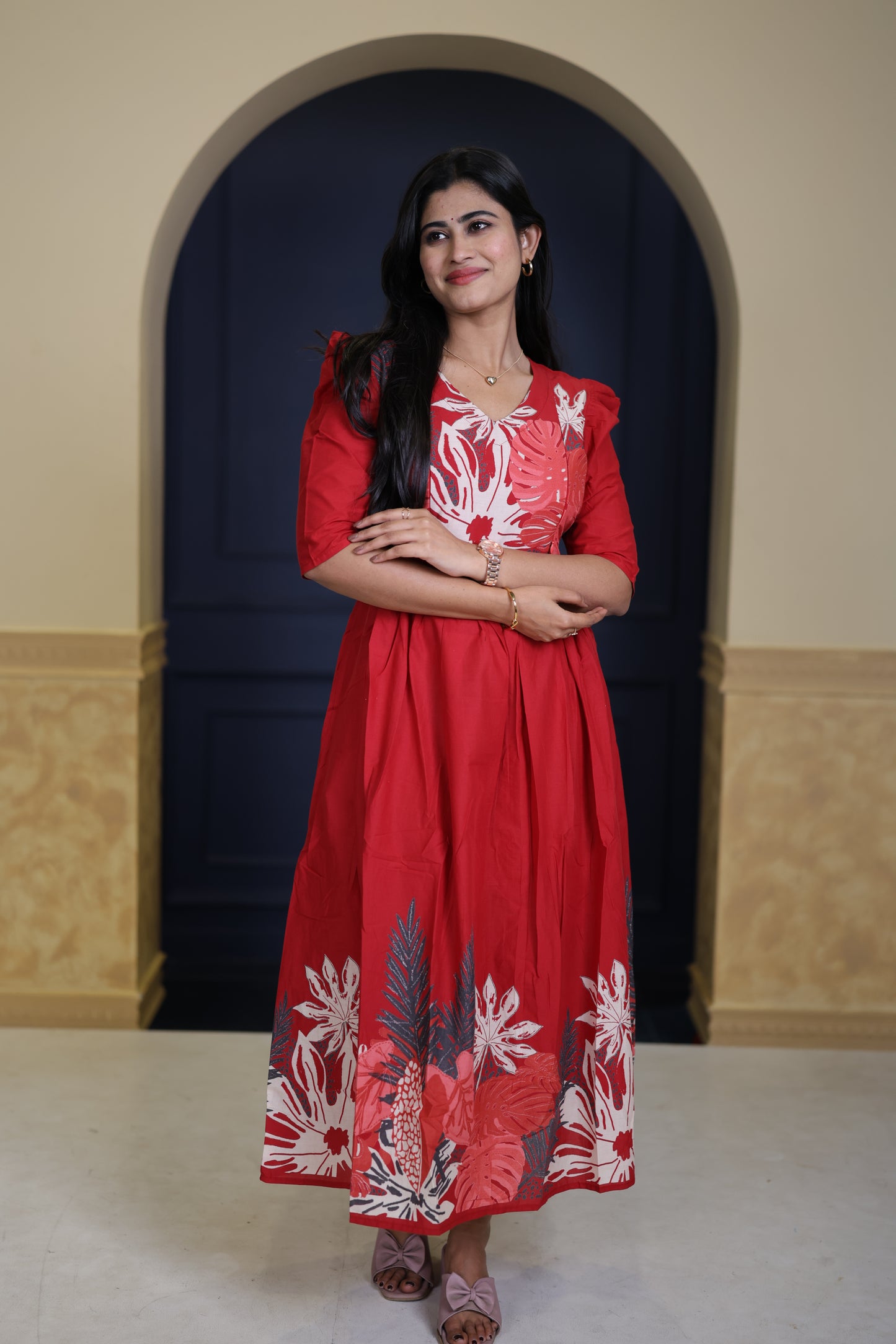 Premium Cotton Daman Print Fabric  Maxi with Cotton lining FC0064