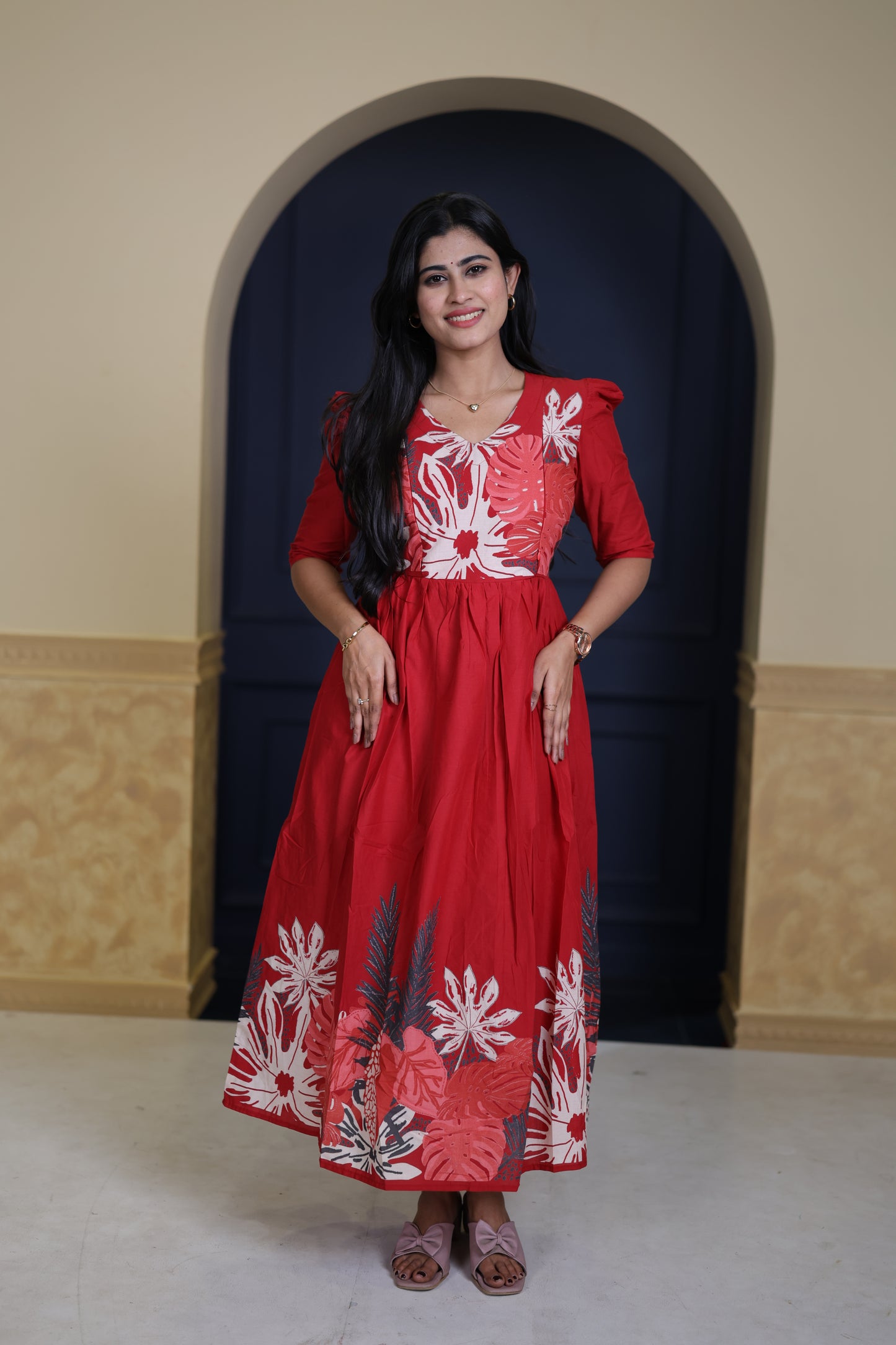 Premium Cotton Daman Print Fabric  Maxi with Cotton lining FC0064
