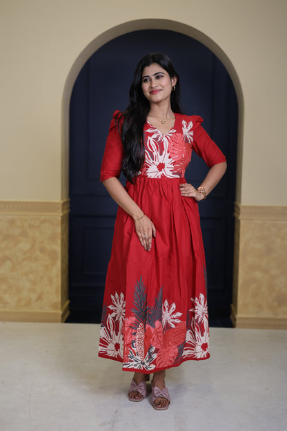 Premium Cotton Daman Print Fabric  Maxi with Cotton lining FC0064