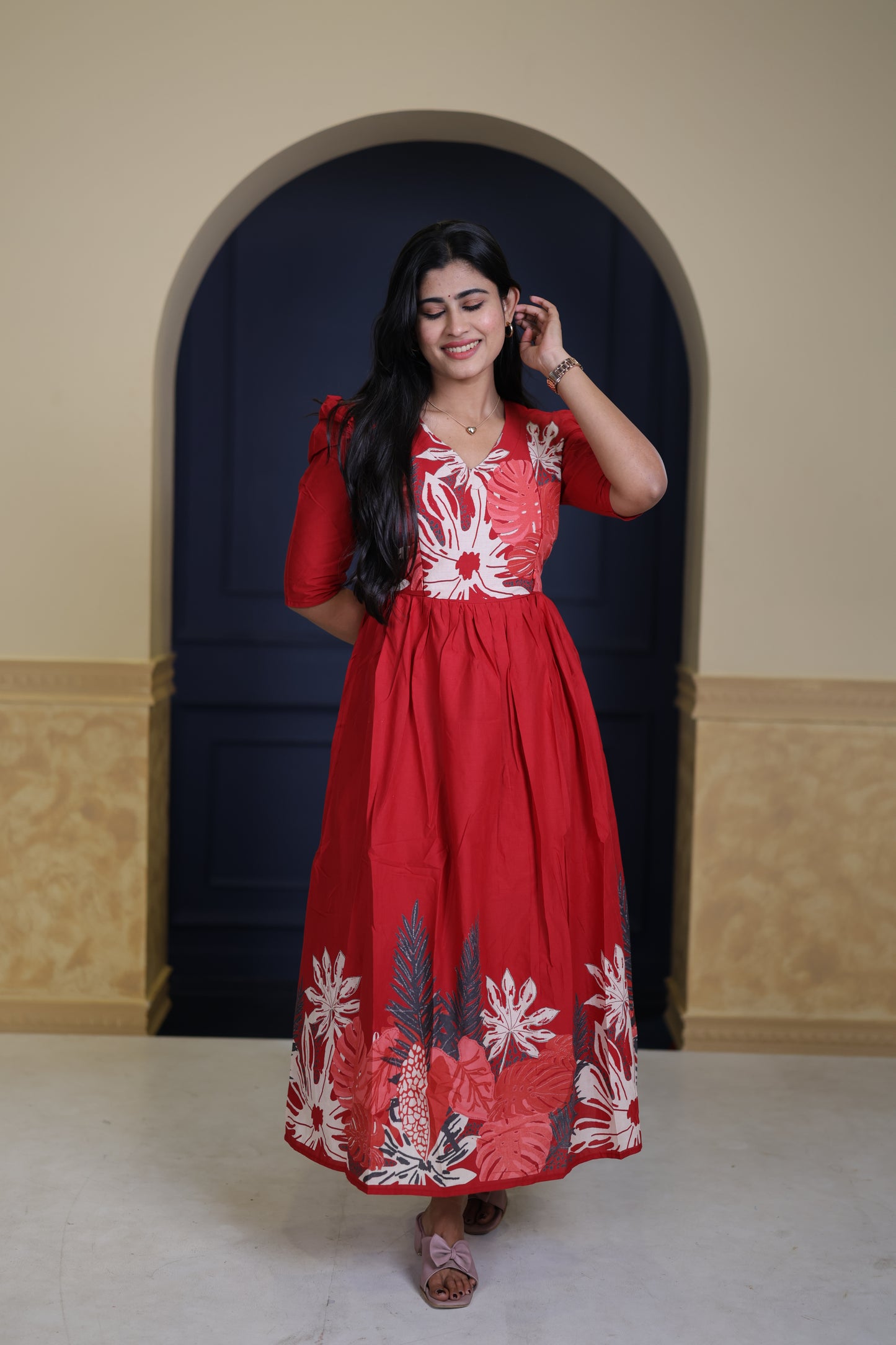 Premium Cotton Daman Print Fabric  Maxi with Cotton lining FC0064