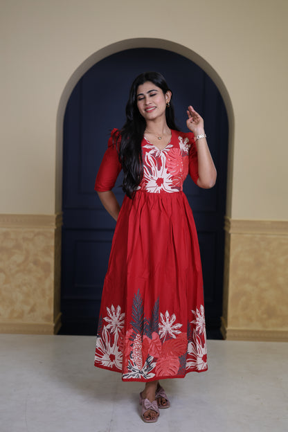Premium Cotton Daman Print Fabric  Maxi with Cotton lining FC0064