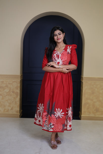 Premium Cotton Daman Print Fabric  Maxi with Cotton lining FC0064