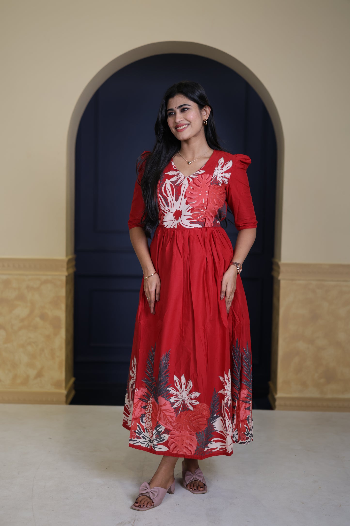 Premium Cotton Daman Print Fabric  Maxi with Cotton lining FC0064