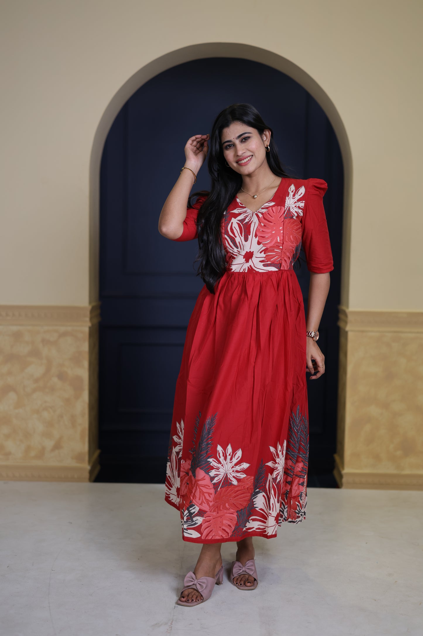 Premium Cotton Daman Print Fabric  Maxi with Cotton lining FC0064