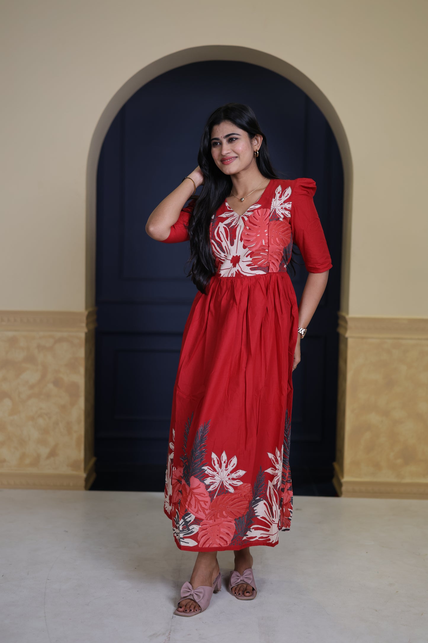 Premium Cotton Daman Print Fabric  Maxi with Cotton lining FC0064