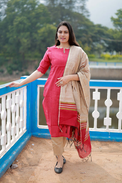 Premium Raw Silk Salwar Set-(Top,Bottom,Duppatta) FC0296