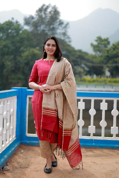 Premium Raw Silk Salwar Set-(Top,Bottom,Duppatta) FC0296