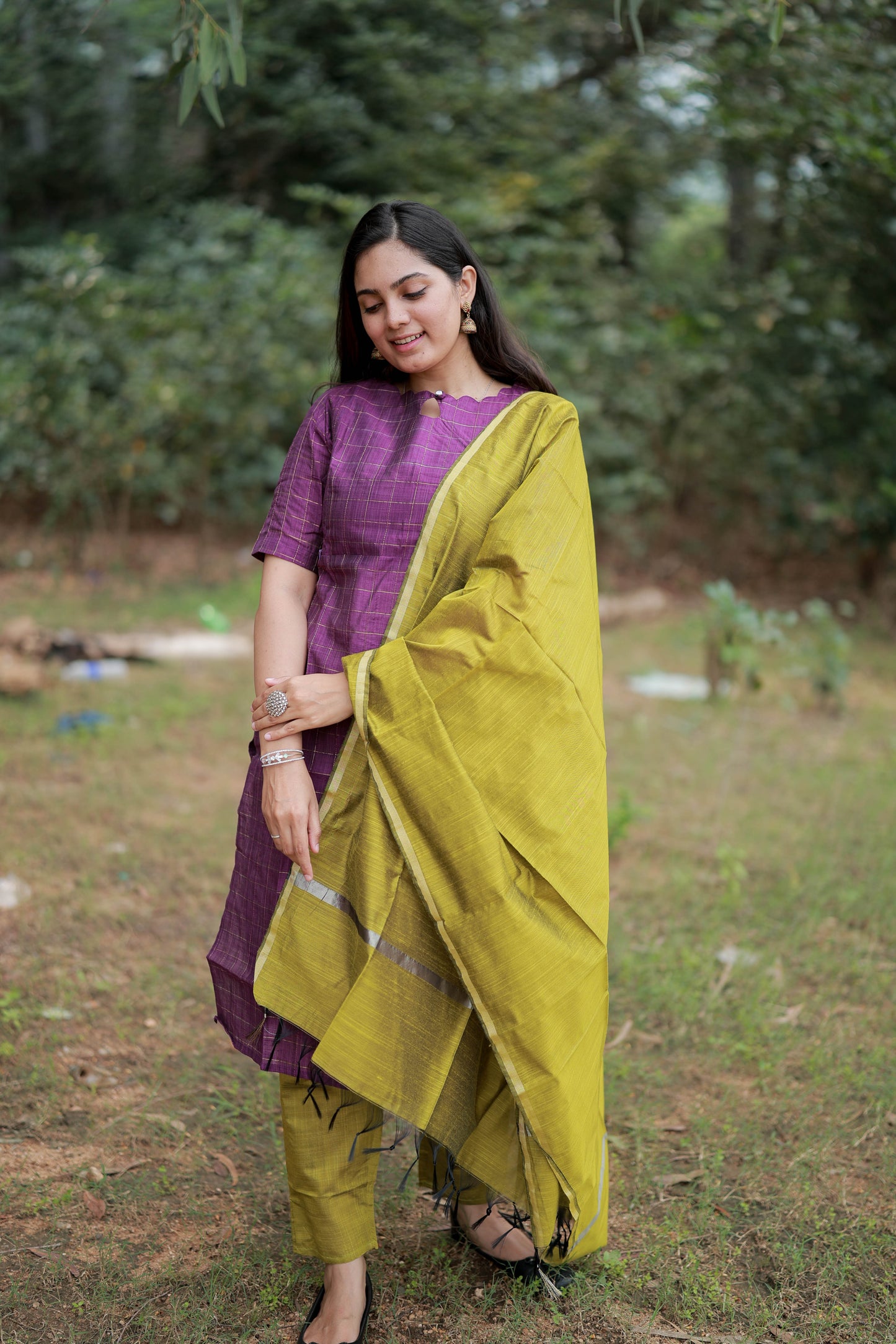 Premium Raw Silk Salwar Set-(Top,Bottom,Duppatta)- Feeding/Non Feeding-Wine FC0421