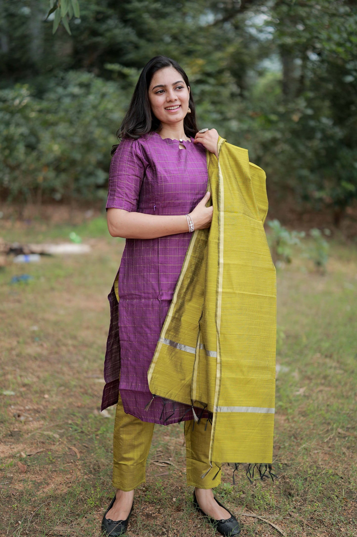 Premium Raw Silk Salwar Set-(Top,Bottom,Duppatta)- Feeding/Non Feeding-Wine FC0421