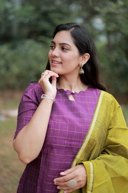 Premium Raw Silk Salwar Set-(Top,Bottom,Duppatta)- Feeding/Non Feeding-Wine FC0421