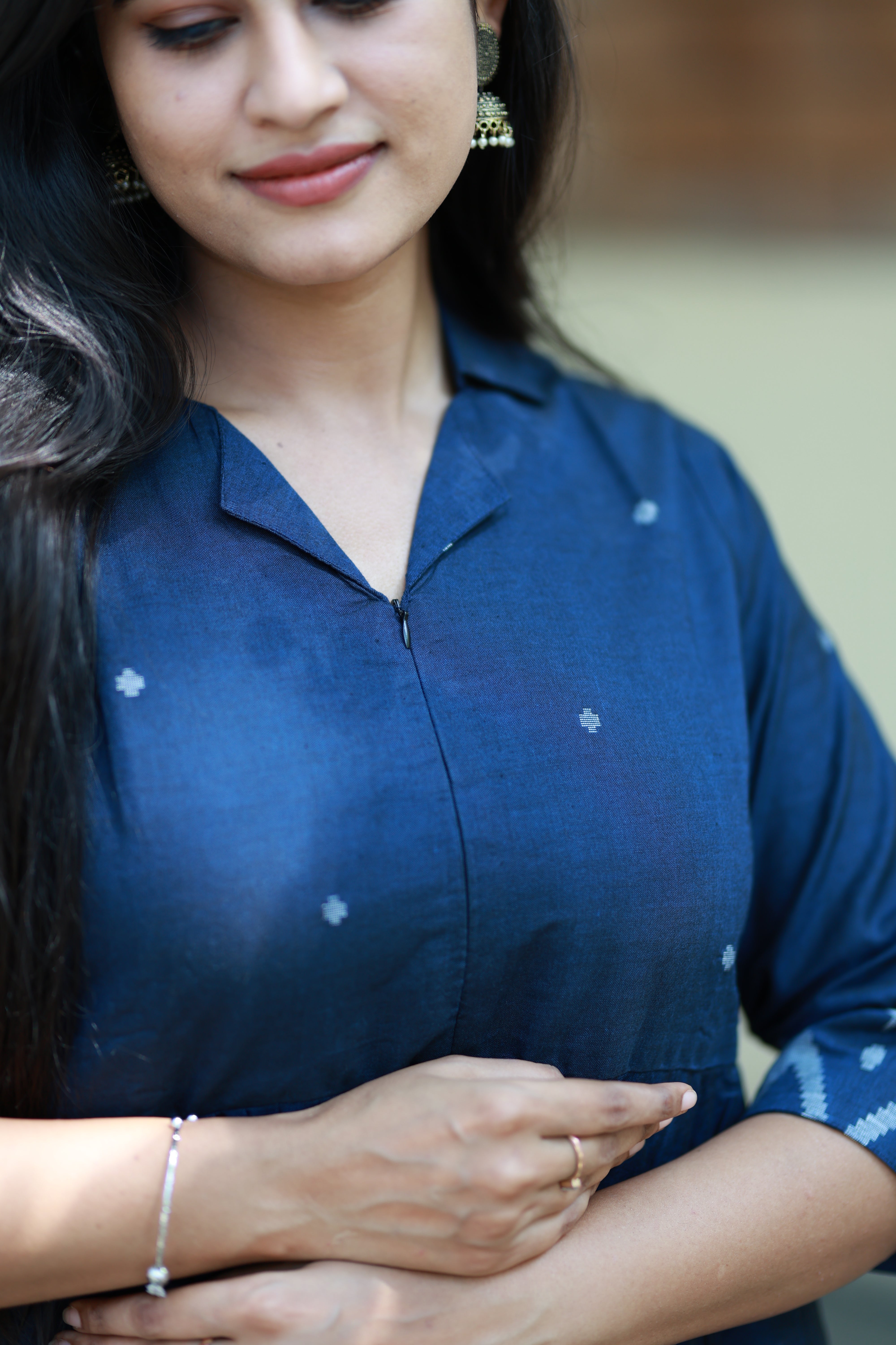 Premium Cotton Jamdani Maxi Centre Zip  ( with cotton Lining )