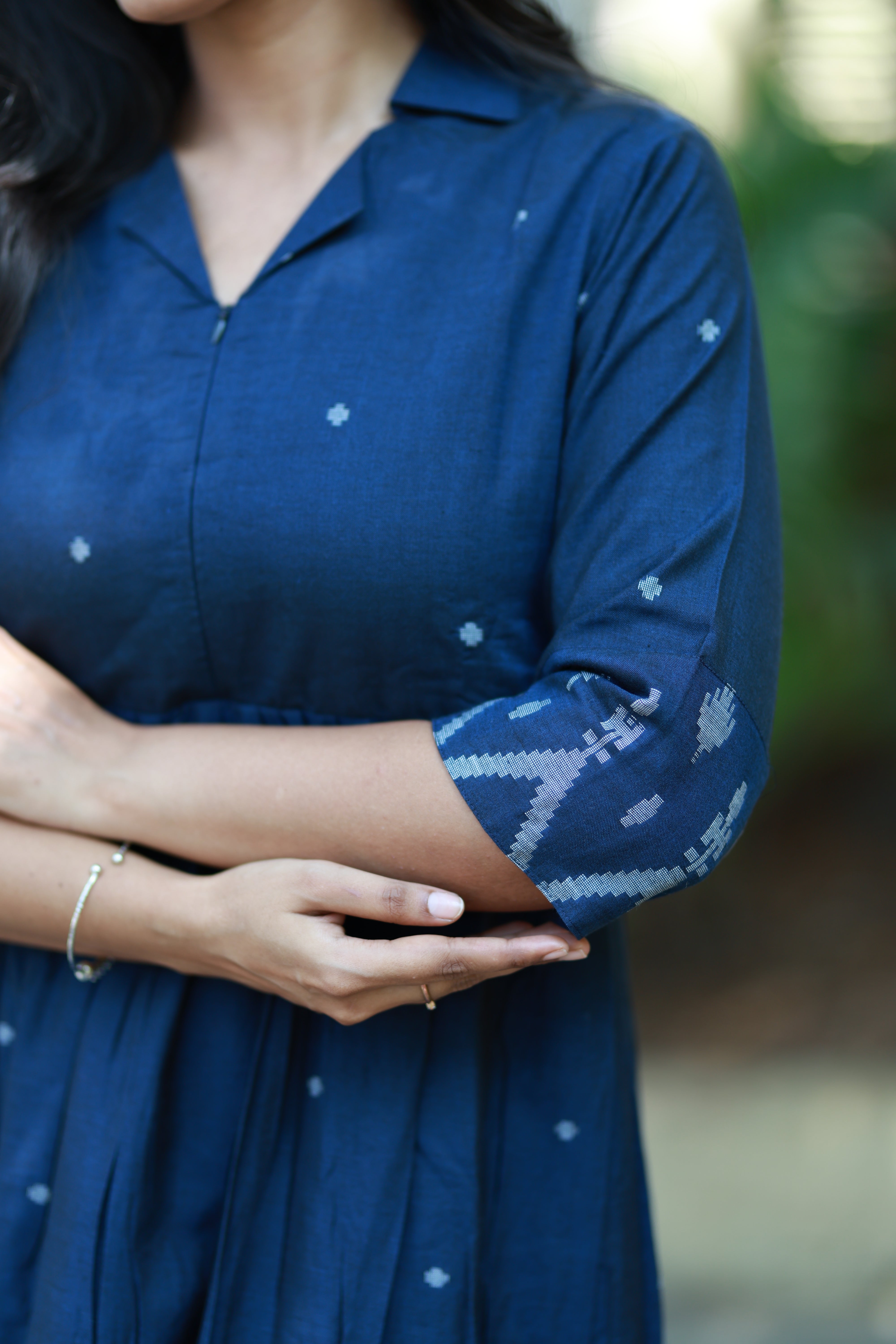 Premium Cotton Jamdani Maxi Centre Zip  ( with cotton Lining )