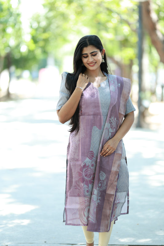 Premium Tissue Digital Printed  Kurti and Dupatta Set FC0137