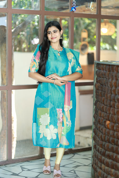 Premium Tissue Digital Printed  Kurti and Dupatta Set FC0139