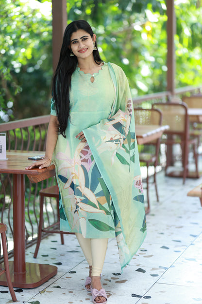 Premium Tissue Digital Printed  Kurti and Dupatta Set FC0138