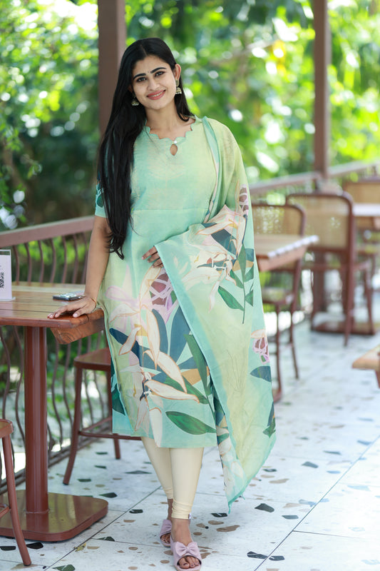 Premium Tissue Digital Printed  Kurti and Dupatta Set FC0138