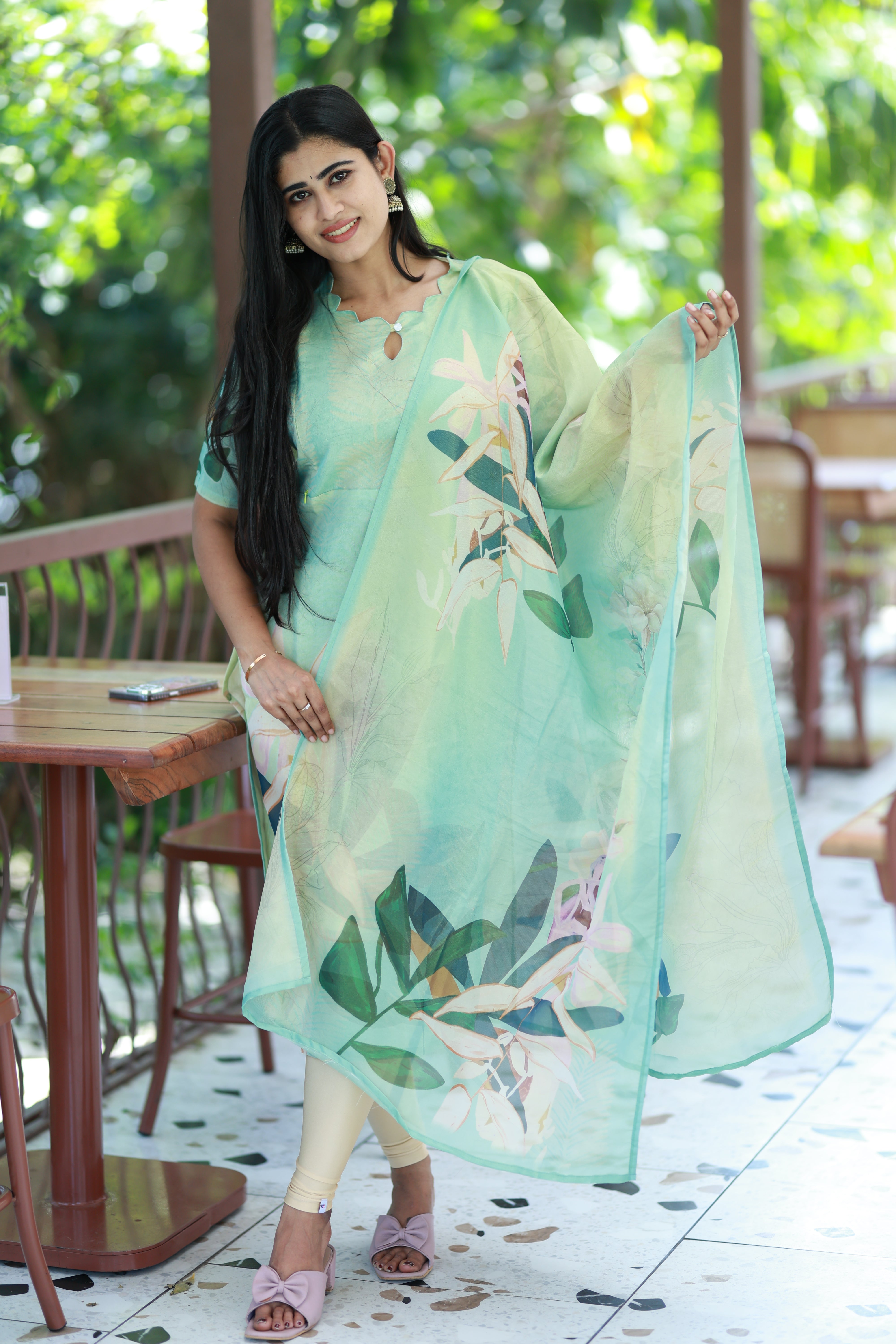 Premium Tissue Digital Printed  Kurti and Dupatta Set( Feeding/Non Feeding)