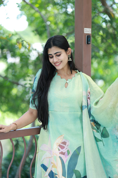 Premium Tissue Digital Printed  Kurti and Dupatta Set FC0138