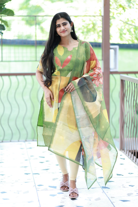 Premium Tissue Digital Printed  Kurti and Dupatta Set FC0136