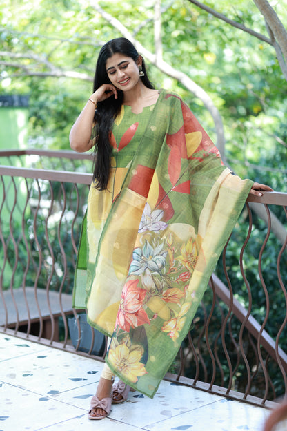 Premium Tissue Digital Printed  Kurti and Dupatta Set FC0136