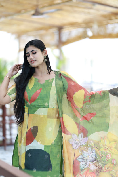 Premium Tissue Digital Printed  Kurti and Dupatta Set FC0136