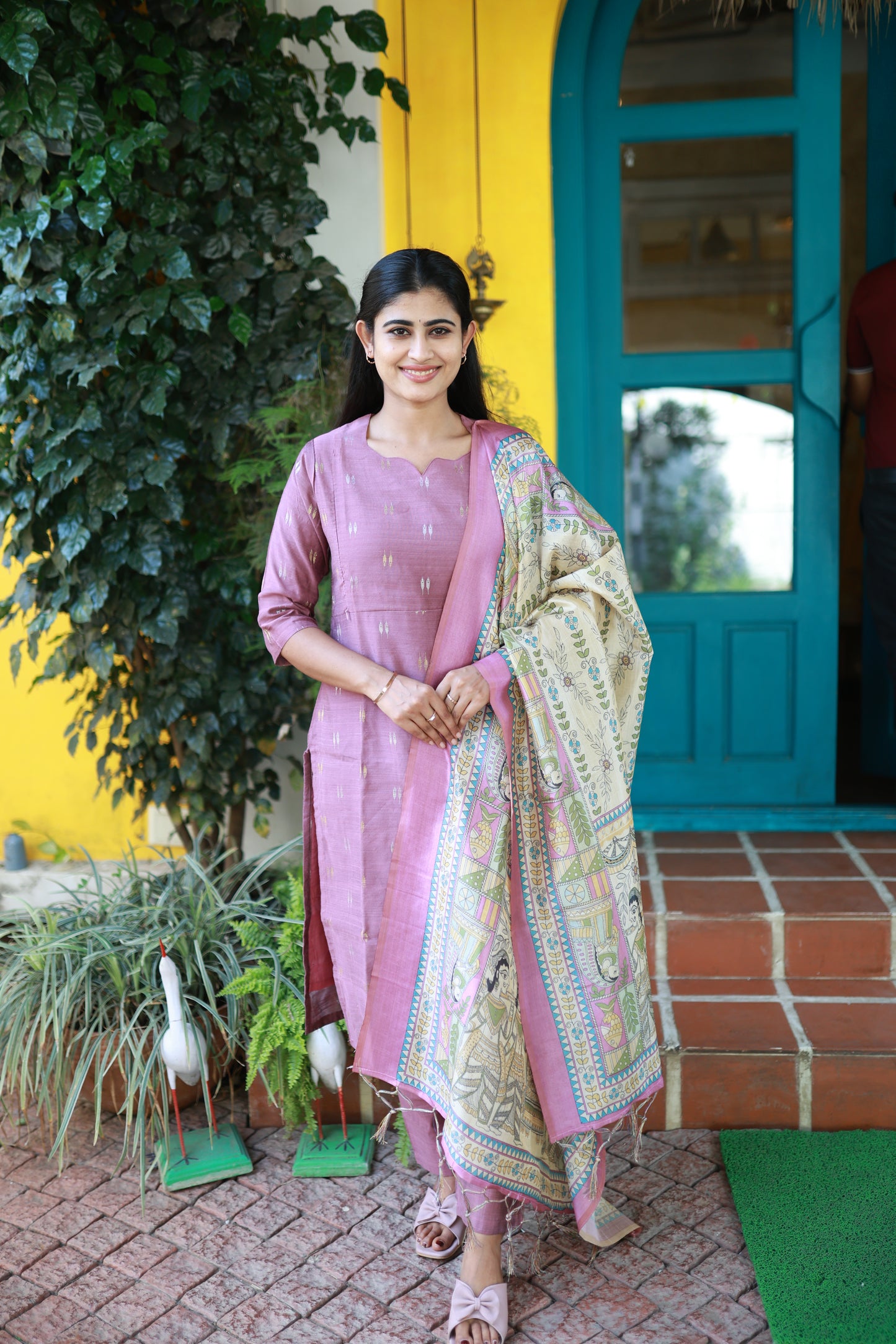 Premium Raw Silk With Kalamkari Printed Duppata Set(With lining)LP FC0280