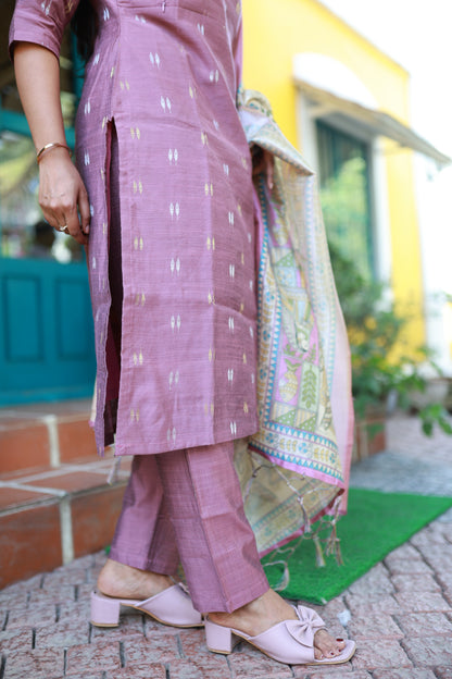 Premium Raw Silk With Kalamkari Printed Duppata Set(With lining)LP FC0280
